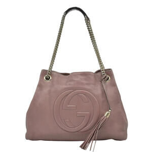 $1980 Gucci Pebbled Calfskin Medium Soho Chain  Antique Rose